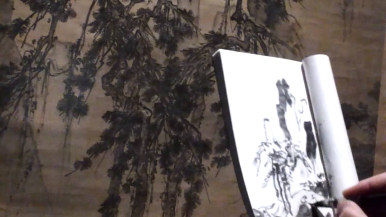 Sketching 2 Landscape Scrolls at Chinese Paintings from Japanese Collection, LACMA