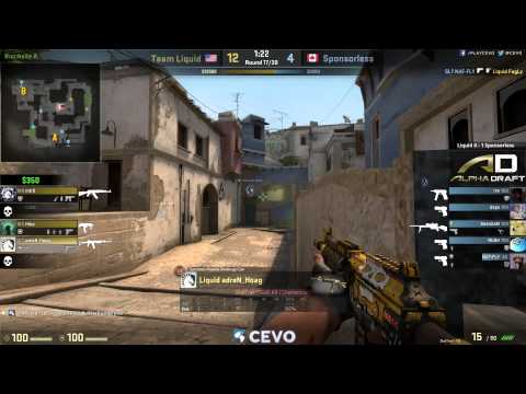 Liquid vs Sponsorless Game 2 (CEVO-P CS:GO Season 8) - Misled, LATORR, & Helium