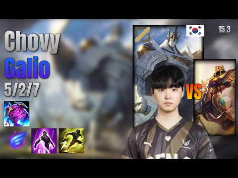 Chovy Mid Galio vs Azir lol KR solo rank Full Game 15.3 | 쵸비 갈리오 vs 아지르
