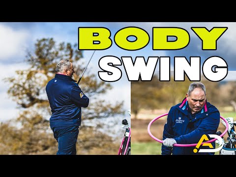 Part of a video titled Effortless Golf Swing - Body Not Arms - YouTube
