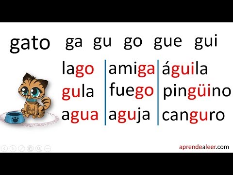 Palabras con ga gue gui go gu para niños