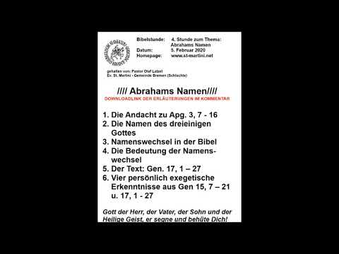 Bibelstunde vom 05.02.2020 - Abrahams Namen
