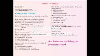 American Salt Marshes part 4 IELTS Actual listening