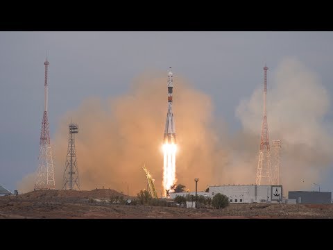 LIVE Soyuz MS-08 Launches ISS Expedition 55-56 Crew (Artemyev, Feustel, Arnold)