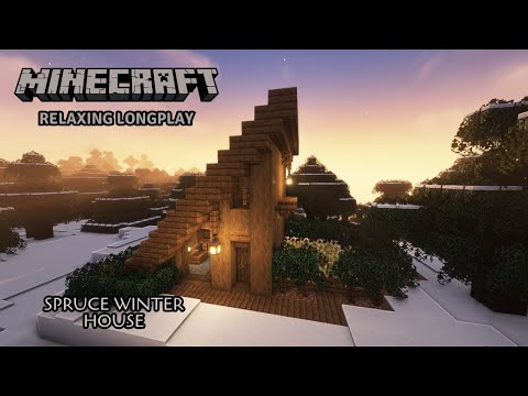 Minecraft Relaxing Longplay - Snowy Terrain - Building a Starter Spruce House (No Commentary) [1.19]