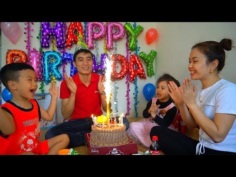 Happy Birthday to Daddy with surprise gift and cake from Mommy, Anto and Diana | Family Fun Kids
