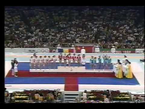 1988 Seoul Victory ceremony of women's gymnastic teams