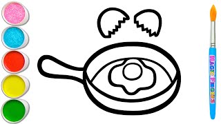 🥚🍳 Gambar Telur Goreng Menggambar, Melukis, Mewarnai untuk Anak | Tips Menggambar Mudah #419