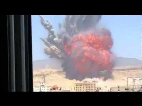 An air strike on a Scud missile base in Sanaa captures the moment of the huge explosion Reuters