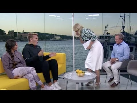 Norwegian TV-host throws up on guest on live TV