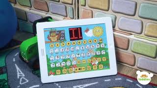 Naučný tablet moudré sovy dvojjazyčný CZ+AJ plast 24x19x2cm na baterie se zvukem v krabici 32x23x3cm