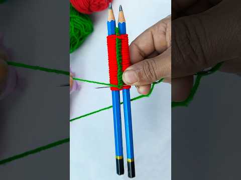 Superb Woolen Rose Making Idea with Pencil - Hand Embroidery Amazing Trick -#highlights #Flowers