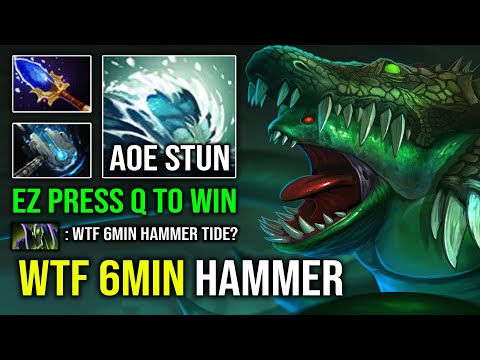 CRAZY AoE Stun 6Min Meteor Hammer 1v5 Kraken Tidehunter with Gush Skill Spam Dota 2