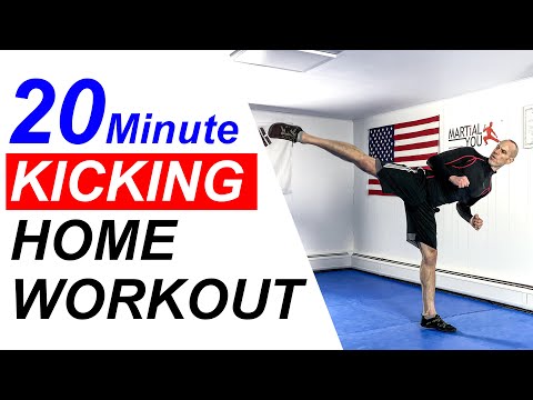 20 Minute Martial Arts Fitness Home Workout with Taekwondo Kicks ( No Equipment )