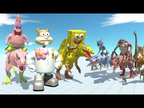 SANDY SPONGEBOB TEAM vs TOM JERRY TEAM - Animal Revolt Battle Simulator New