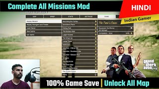 GTA 5 Offline - 100% Game Save | Complete All Missions | Unlock all Map | Complete Game | Mod Hindi