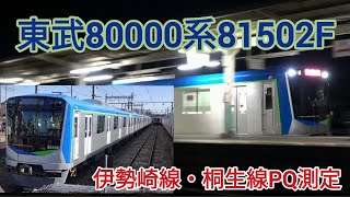 【東武80000系が赤城・伊勢崎に入線！】東武80000系81502F伊勢崎線・桐生線PQ測定試運転　館林留置の様子も撮影