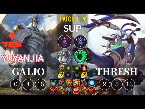 TES yuyanjia Galio vs Thresh Sup - KR Patch 11.4