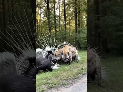 Hyena vs Porcupine: The Ouch Fight Nobody Expected 🐅🤕💥 लकड़बग्घा, साही  #Überraschung #AutschMoment