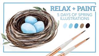 Relaxing Spring Painting: Bird Nest Tutorial