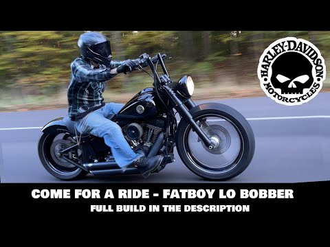 Blacked out 2012 Harley Davidson Fatboy Lo Custom Bobber build - Riding Video