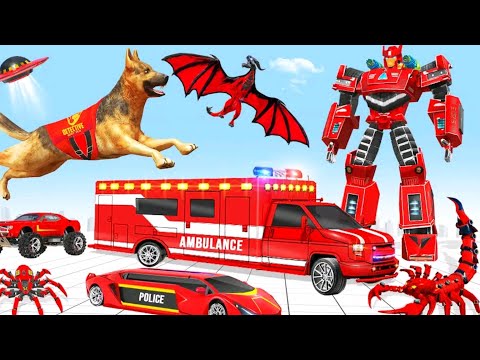 Robot Berubah Jadi Mobil Dan Dogi | Ambulance Dog Robot Car Game - Android IoS Gameplay