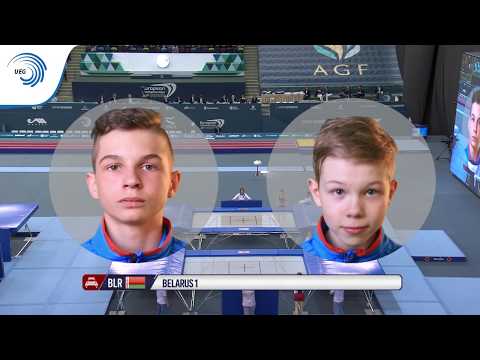 Sebastsyan STANKEVICH & Andrei BUILOU (BLR) - 2018 Trampoline European Champions, junior synchro