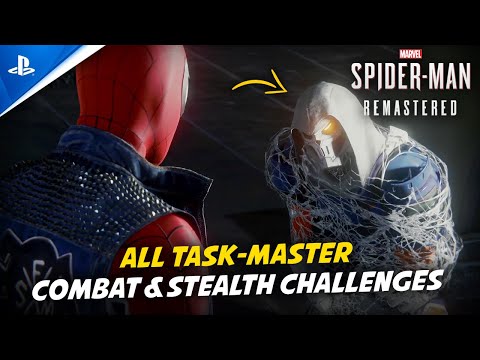 SPIDER-MAN Remastered | All Taskmaster Combat & Stealth Challenges - Final Fight vs Taskmaster
