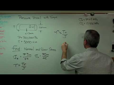 Pressure Vessel with Torque - Part 1 - Finding Stresses.MP4