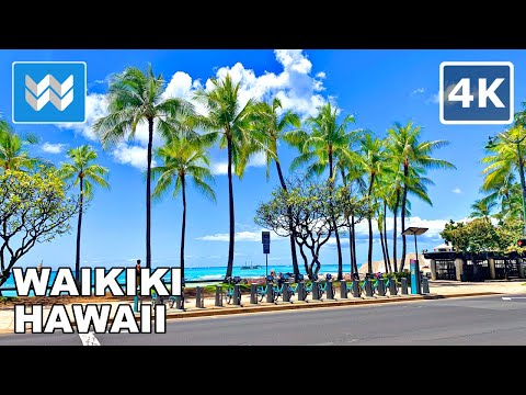 [4K] Explorando Waikiki em Honolulu, Havaí, EUA, passeio a pé e guia de férias de viagem 🎧 Som Binaural