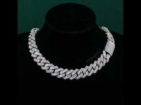 Artificial diamonds sterling silver mens diamond chain