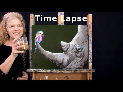 TIME LAPSE - Learn How to Paint FACE OFF with Acrylic - Fun Animal Portrait Step by Step Tutorial
