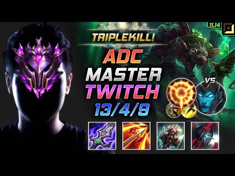 Master Twitch ADC vs Kalista - 천상계 장인 원딜 트위치 템트리 룬 몰왕 집공 トゥイッチ Твич 瘟疫之源 圖奇 - LOL KR 11.14