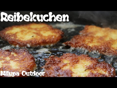 "Reibekuchen" nach Oma Milupa, Rezept, Kartoffelpuffer aus der Gusspfanne/ Outdoor kochen