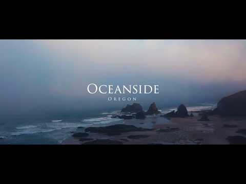 Aerial footage of Oceanside Beach in Oregon
