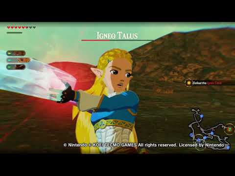 Hyrule Warriors: Age of Calamity - Zelda Uses the Sheikah Slate to Destroy an Igneo Talus (Switch)