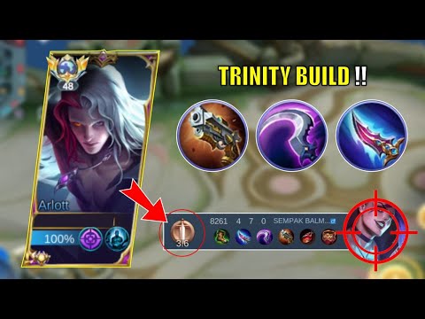 ARLOTT IN NERF !? BROKEN DAMAGE !!  ARLOTT WITH HYBRID TRINITY BUILD ! BROKEN BUILD ARLOTT - MLBB