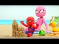 Spiderman Baby & Spidergirl Play Doh Cartoons - Superhero Babies, Frozen Elsa & Hulk Stop Motion