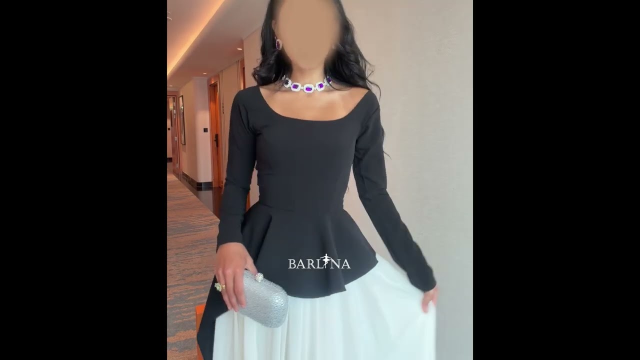 فستان بألوان متباينة بقصة بيبلوم ناعمة - XXL