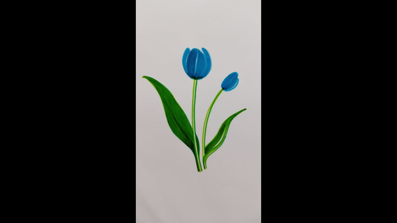 How to draw a Tulip flower#shorts#blue