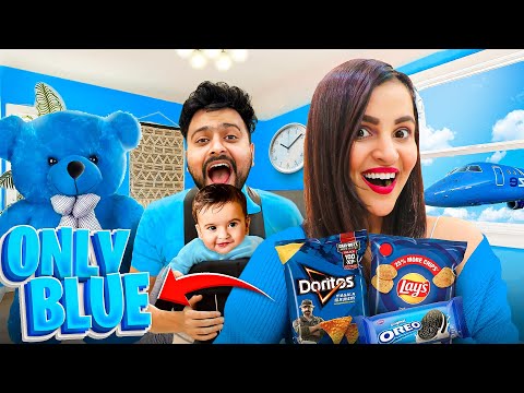 Eating & Buying Everything in BLUE COLOR CHALLENGE ????????