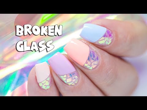 BROKEN GLASS NAIL ART with Iridescent Foil