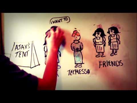 Samenvatting van Ajax door Sophocles op een whiteboard