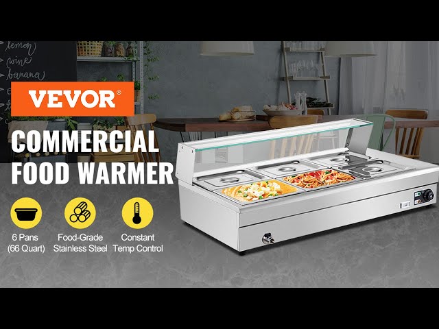 Vídeo relacionado con VEVOR Calentador de Alimentos, Tapa de Vidrio y 3 Recipientes,1,5 kW, Acero Inoxidable, Baño María, Estación de Calentamiento de Alimentos para Restaurantes, Fiestas y Buffets, 920 x 365 x 335 mm