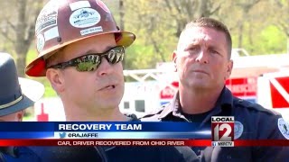 Diver uses "braille diving" to help successfully recover car from murky Ohio River