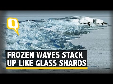 Stunning Sight of Ice Stacking Like Shards of Glass