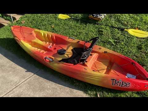 Perception Tribe 9.5 REI Sit On Top Kayak Review Orange and Yellow Perfect condition SOT