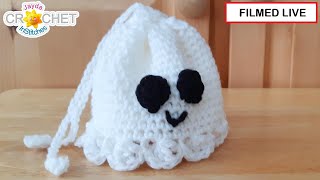 Ghost Drawstring Pouch - Jayda InStitches LIVE Crochet Tutorial - October 27, 2025