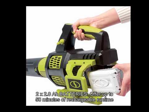 Sun Joe 24V-X2-JB500 Cordless Brushless Turbine Jet Blower Kit, w/ (2X 2.0-Ah Batteries + Charger)