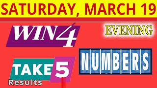 TAKE5, WIN4, NUMBERS, EVENING Lottery drawing for March 19, 2022.